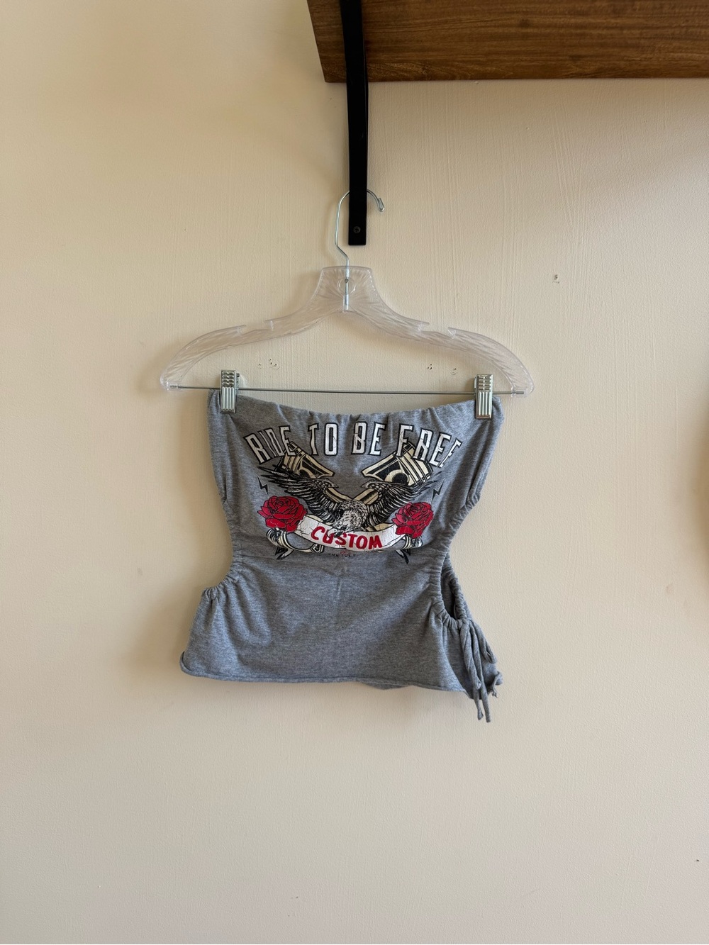 Studio 1011 Ride to Be Free Graphic Tube Top | Y2K Moto Biker Strapless